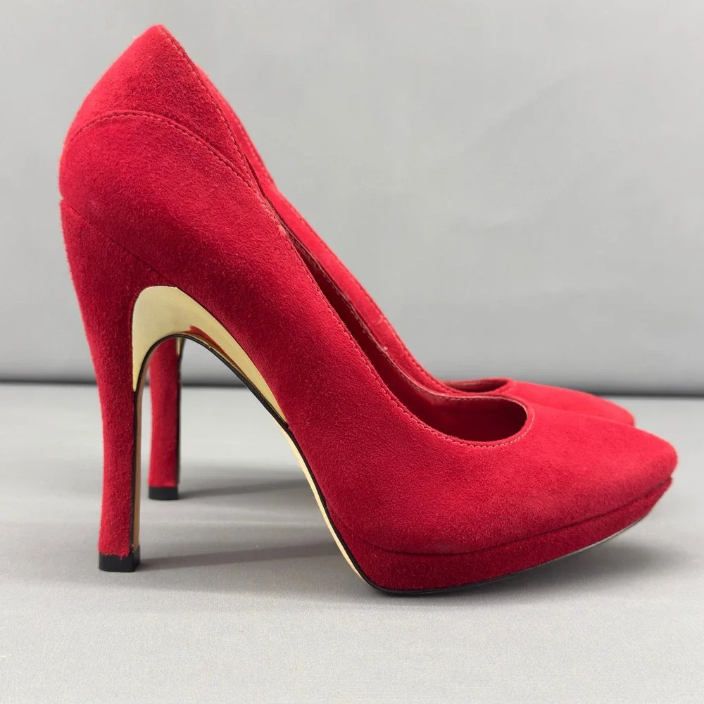 Alice + Olivia by Stacey Bendet Red Suede Platform Stiletto Heels Size‎ 8US/38.5